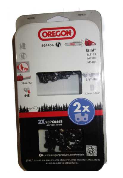 Oregon 90PX044E Sägekette 3/8 1,1 mm 44 TG Micro Chisel im Doppelpack - 564454
