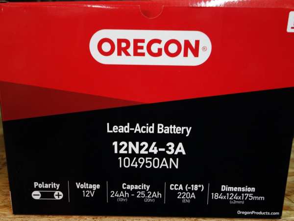 Oregon Batterie 12N24-3 Pluspol rechts - 104950AN
