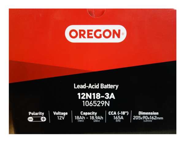Oregon Batterie 12V, 18 Ah Säure-Batterie - 106529N