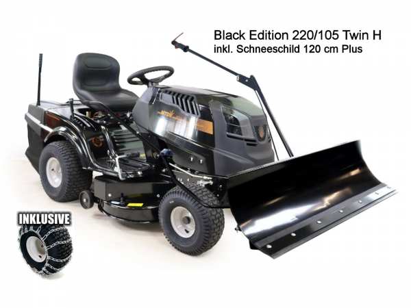 Black Edition 220/105 Twin H Rasentraktor inkl. Schneeschild 120 cm Plus